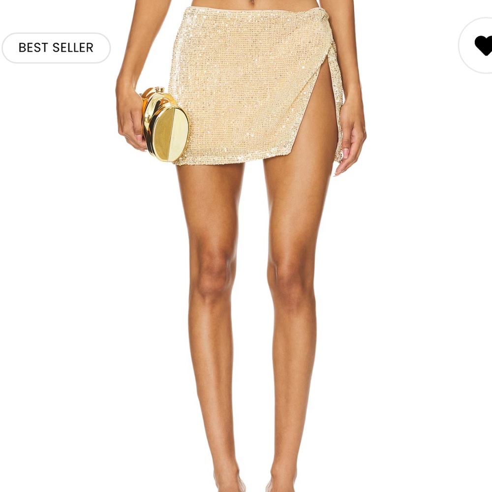 Lovers + Friends Selma Mini Skirt in Gold